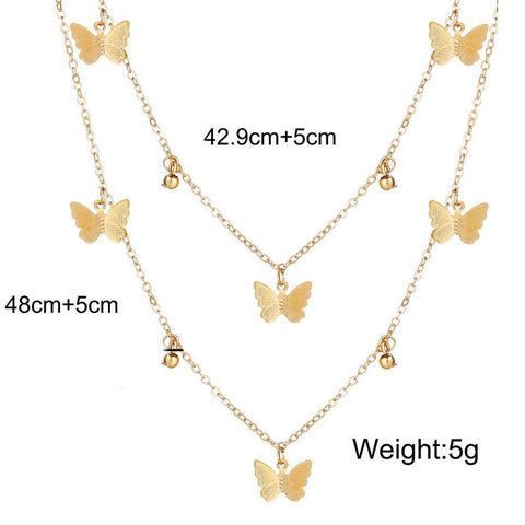 2 Piece Butterfly Drop Necklace 18K Gold Plated Necklace in 18K Gold Plated ITALY Design