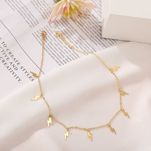 Lighting Bolt Necklace  18K Gold Plated Necklace in 18K Gold Plated ITALY Design