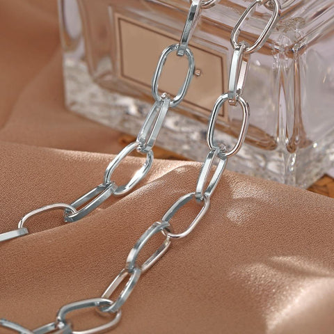 Link Chain Necklace 18K White Gold Plated Necklace in 18K White Gold Plated ITALY Design