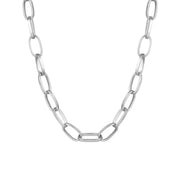 Link Chain Necklace 18K White Gold Plated Necklace in 18K White Gold Plated ITALY Design
