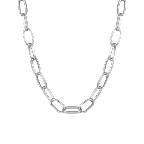 Link Chain Necklace 18K White Gold Plated Necklace in 18K White Gold Plated ITALY Design