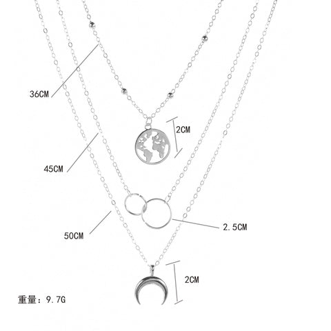 3 Piecce Globe Necklace 18K Gold Plated Necklace in 18K Gold Plated ITALY Design