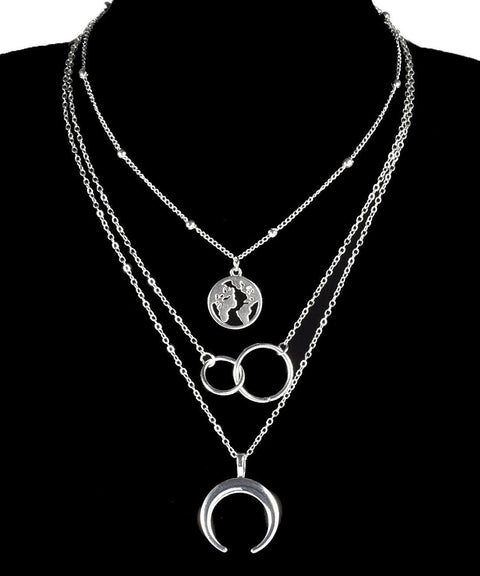 3 Piecce Globe Necklace 18K Gold Plated Necklace in 18K Gold Plated ITALY Design