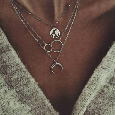 3 Piecce Globe Necklace 18K Gold Plated Necklace in 18K Gold Plated ITALY Design