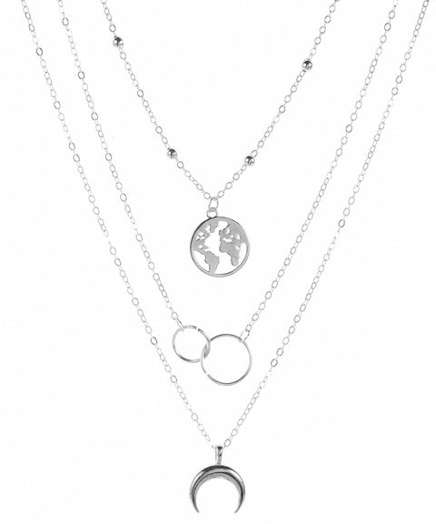 3 Piecce Globe Necklace 18K Gold Plated Necklace in 18K Gold Plated ITALY Design