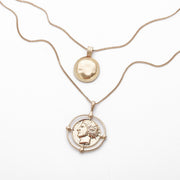 2 Piece Coin Head Necklace 18K Gold Plated Necklace in 18K Gold Plated ITALY Design