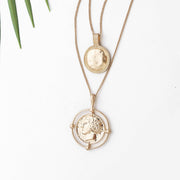 2 Piece Coin Head Necklace 18K Gold Plated Necklace in 18K Gold Plated ITALY Design