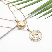 2 Piece Coin Head Necklace 18K Gold Plated Necklace in 18K Gold Plated ITALY Design