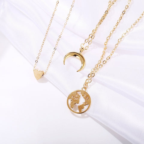 3 Piece Necklace 18K Gold Plated Necklace ITALY Design