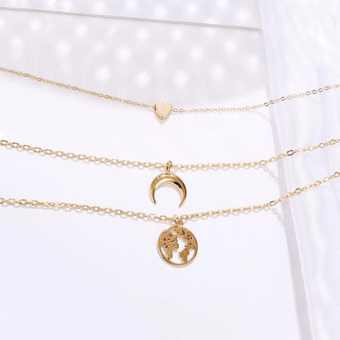 3 Piece Necklace 18K Gold Plated Necklace ITALY Design