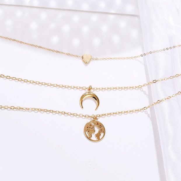 3 Piece Necklace 18K Gold Plated Necklace ITALY Design
