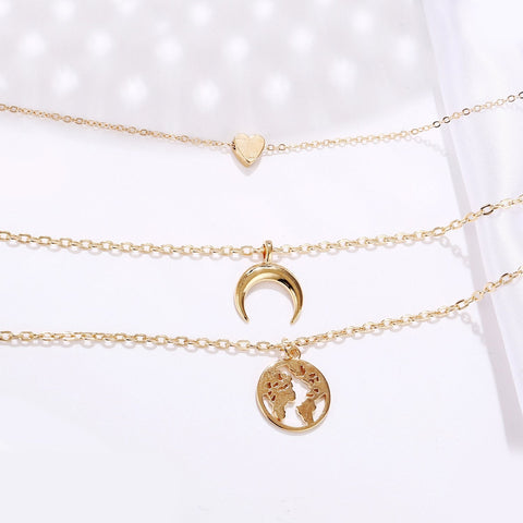 3 Piece Necklace 18K Gold Plated Necklace ITALY Design