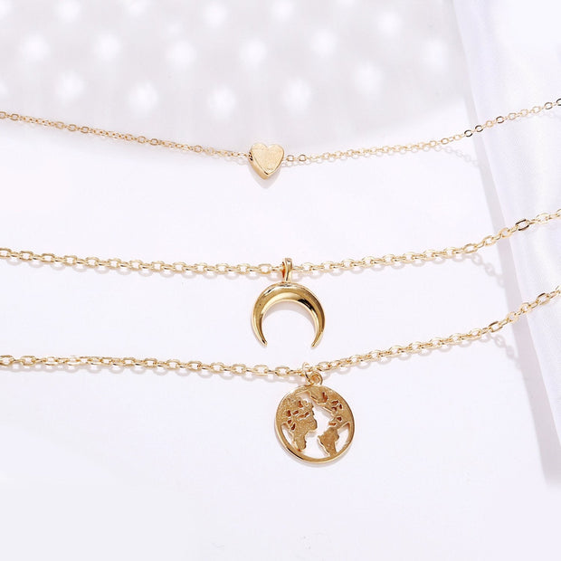 3 Piece Necklace 18K Gold Plated Necklace ITALY Design