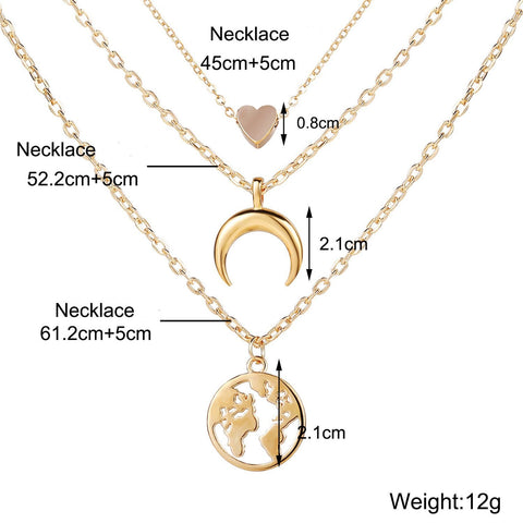 3 Piece Necklace 18K Gold Plated Necklace ITALY Design