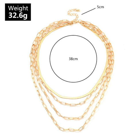 4 Piece Chain Link Set Necklace 18K Gold Plated Necklace ITALY Design