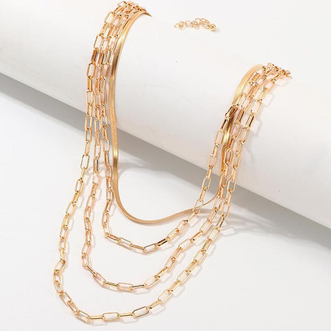 4 Piece Chain Link Set Necklace 18K Gold Plated Necklace ITALY Design