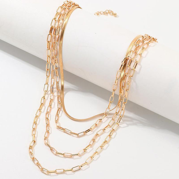 4 Piece Chain Link Set Necklace 18K Gold Plated Necklace ITALY Design