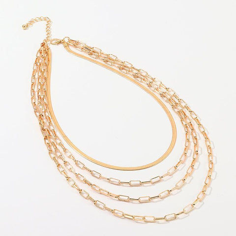 4 Piece Chain Link Set Necklace 18K Gold Plated Necklace ITALY Design