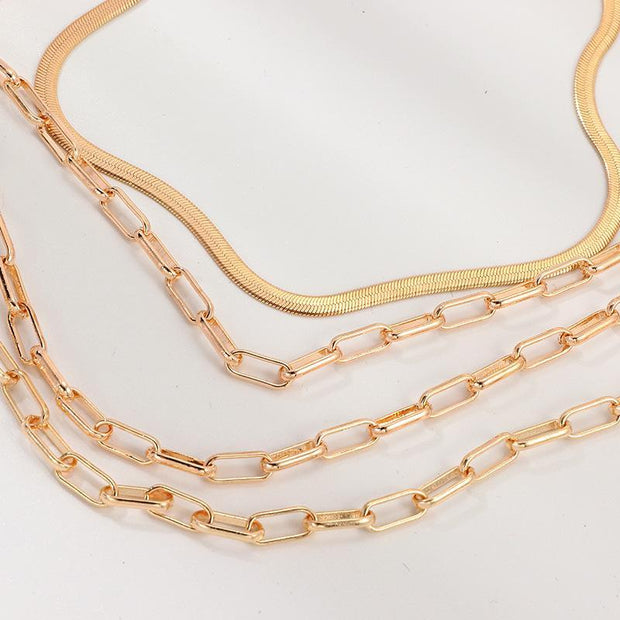 4 Piece Chain Link Set Necklace 18K Gold Plated Necklace ITALY Design