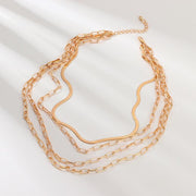 4 Piece Chain Link Set Necklace 18K Gold Plated Necklace ITALY Design