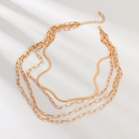 4 Piece Chain Link Set Necklace 18K Gold Plated Necklace ITALY Design