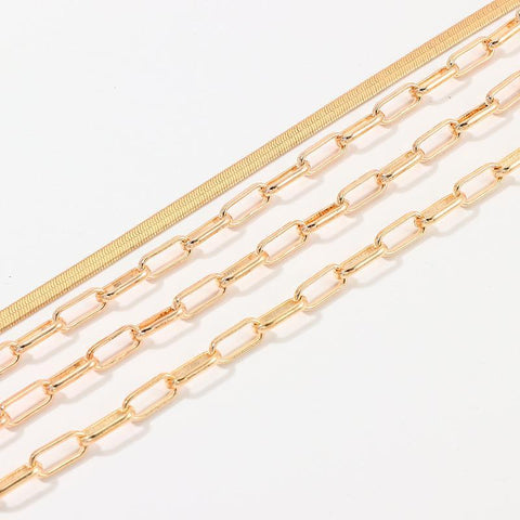 4 Piece Chain Link Set Necklace 18K Gold Plated Necklace ITALY Design