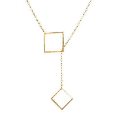 Geometric Sqaure Necklace 18K Gold Plated Necklace ITALY Design