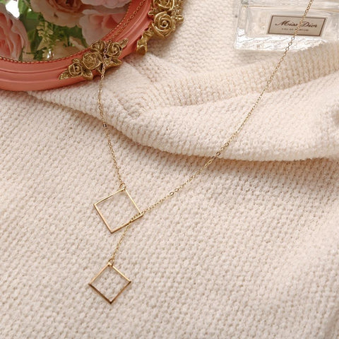 Geometric Sqaure Necklace 18K Gold Plated Necklace ITALY Design