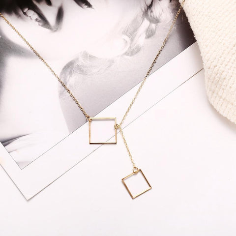 Geometric Sqaure Necklace 18K Gold Plated Necklace ITALY Design