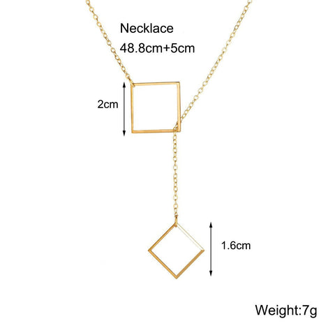 Geometric Sqaure Necklace 18K Gold Plated Necklace ITALY Design