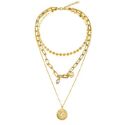 3 Piece Coin Pearl Necklace 18K Gold Plated Necklace in 18K Gold Plated ITALY Design