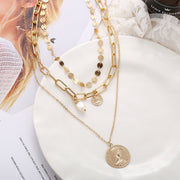 3 Piece Coin Pearl Necklace 18K Gold Plated Necklace in 18K Gold Plated ITALY Design