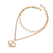2 Piece Star and Eye Layer Necklace 18K Gold Plated Necklace in 18K Gold Plated ITALY Design