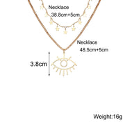 2 Piece Star and Eye Layer Necklace 18K Gold Plated Necklace in 18K Gold Plated ITALY Design
