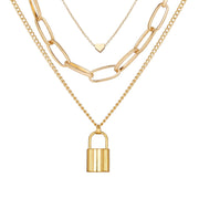 Heart Chain Lock Necklace 18K Gold Plated Necklace in 18K Gold Plated ITALY Design