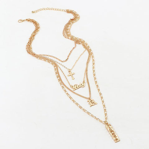 4 Piece Baby Cross Necklace 18K Gold Plated Necklace in 18K Gold Plated ITALY Design