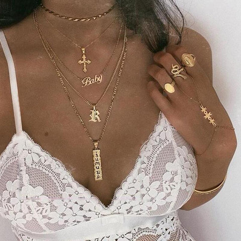 4 Piece Baby Cross Necklace 18K Gold Plated Necklace in 18K Gold Plated ITALY Design