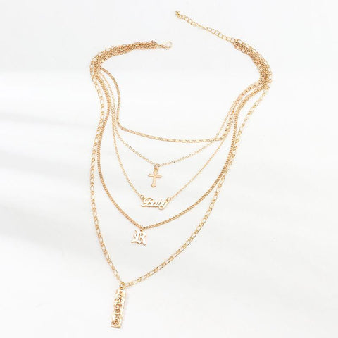 4 Piece Baby Cross Necklace 18K Gold Plated Necklace in 18K Gold Plated ITALY Design