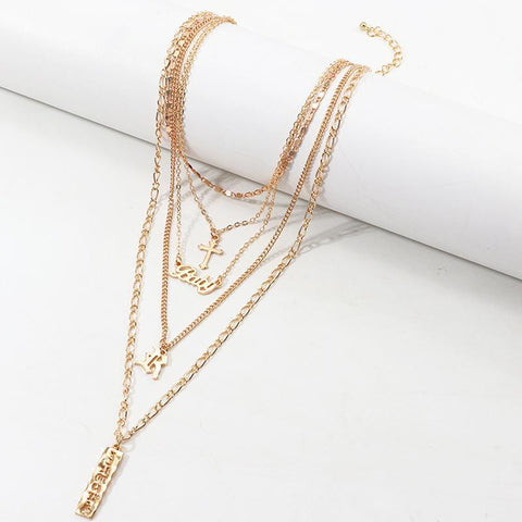 4 Piece Baby Cross Necklace 18K Gold Plated Necklace in 18K Gold Plated ITALY Design