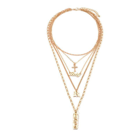 4 Piece Baby Cross Necklace 18K Gold Plated Necklace in 18K Gold Plated ITALY Design