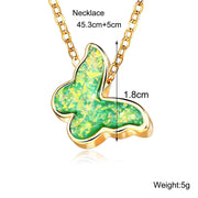 Opal Created Butterfly-Green 18K Gold Plated Necklace in 18K Gold Plated ITALY Design