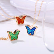 Opal Created Butterfly-Turquoise 18K Gold Plated Necklace in 18K Gold Plated ITALY Design