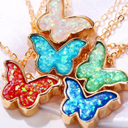 Opal Created Butterfly-Turquoise 18K Gold Plated Necklace in 18K Gold Plated ITALY Design