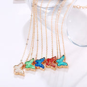 Opal Created Butterfly-Turquoise 18K Gold Plated Necklace in 18K Gold Plated ITALY Design