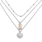 Bohemian and Shell 3 Piece Layer 18K Gold Plated Necklace in 18K Gold Plated ITALY Design