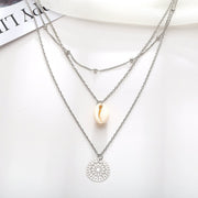 Bohemian and Shell 3 Piece Layer 18K Gold Plated Necklace in 18K Gold Plated ITALY Design