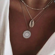 Bohemian and Shell 3 Piece Layer 18K Gold Plated Necklace in 18K Gold Plated ITALY Design