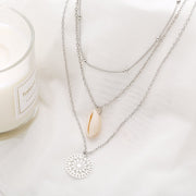 Bohemian and Shell 3 Piece Layer 18K Gold Plated Necklace in 18K Gold Plated ITALY Design