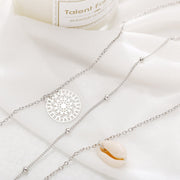 Bohemian and Shell 3 Piece Layer 18K Gold Plated Necklace in 18K Gold Plated ITALY Design