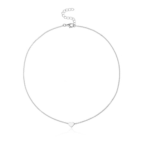 Classic Heart 18K White Gold Plated Necklace in 18K White Gold Plated ITALY Design